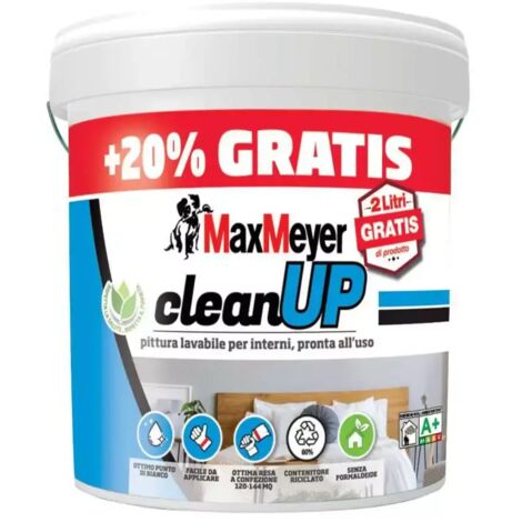 pittura lavabile max meyer "clean up" bianco 12 lt