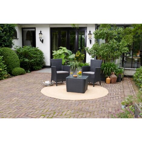poltrona da giardino "iowa dining chair" con cuscino colore grafite, 89x60x62 cm - keter
