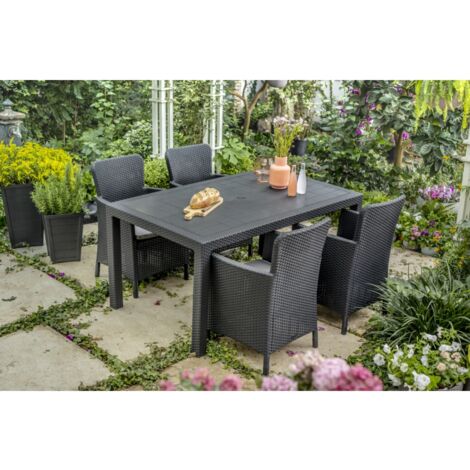 poltrona da giardino "iowa dining chair" con cuscino colore grafite, 89x60x62 cm - keter
