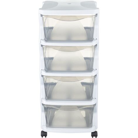 Bama 99003 Insieme 4 Cassetti con Ruote, Bianco, 36 x 40 x 80 cm
