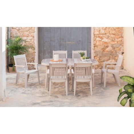 tavolo da giardino allungabile "miami" 165/200x100x72 cm color lino - grosfillex