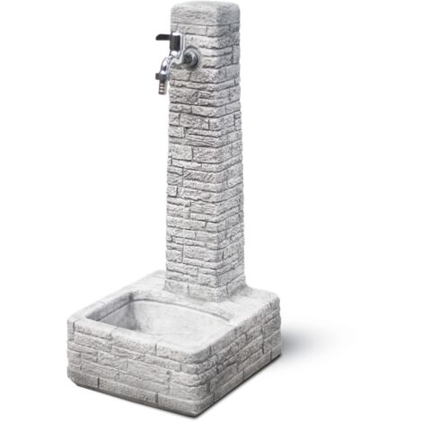 fontana da giardino vedovella "clanezzo" anticato grigio, 28x31x66 cm - kam