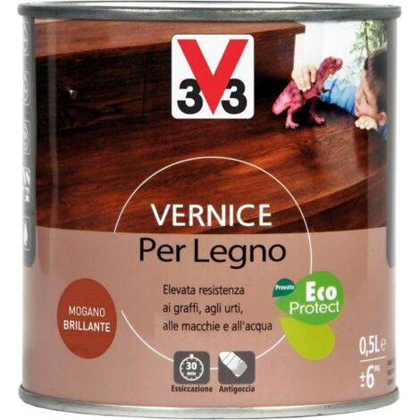 VERNICE V33 PER DECORAZIONE INTERNI IN LEGNO BRILLANTE MOGANO 500 ML (02162)