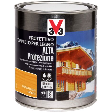protettivo completo per legno alta protezione a solvente, colore castagno chiaro - 0,75 litri