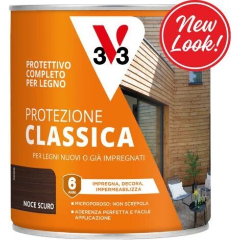 IMPREGNANTE V33 NOCE SCURO PROTEZIONE CLASSICA COMPLETO PER LEGNO 750 ML 02107