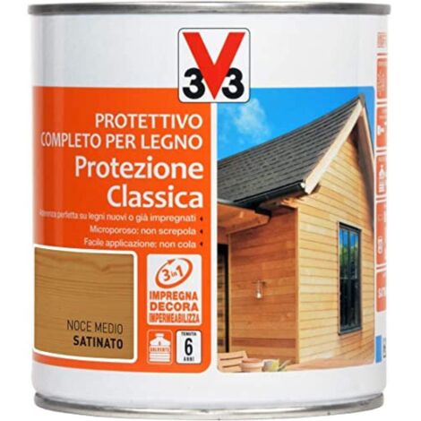 V33 Protettivo Completo Legno Protezione Classica Colore Noce Medio 750 ml