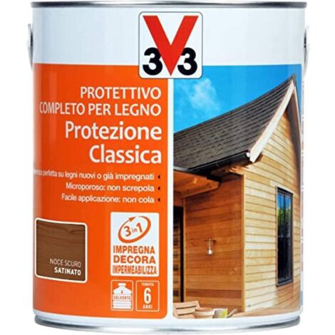 protettivo completo per legno protezione classica, colore noce scuro - 2,5 litri