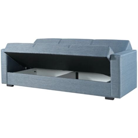 divano letto "afrodite" 3 posti in tessuto grigio-blu 212x80x87 cm