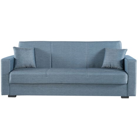 divano letto afrodite 3 posti grigio-blu, 212x80x87 cm