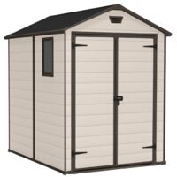 casetta da giardino keter "manor 6x5" in resina colore beige con porta battente doppia 185x152x226 cm