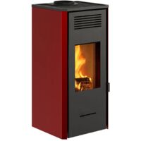 stufa a legna ventilata invicta "senales" rosso 8,4 kw