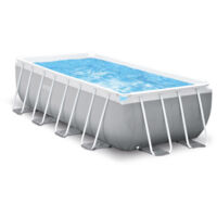 Intex 26788NP – Piscina Fuori Terra Prisma Frame Rettangolare, Pompa Filtro 2006 L/h, Scaletta, 6836 L, Acciaio e PVC, Grigio, 400x200x100 cm
