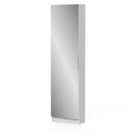 armadio scarpiera bianco con anta a specchio, 50x20x180 cm
