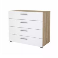 cassettiera 4 cassetti "pepe" rovere e bianco lucido 80,2x40,2x68,2 cm