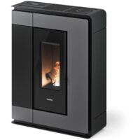 stufa a pellet slim canalizzata ermetica freepoint "arco 9" titanium 8,5 kw con wi-fi