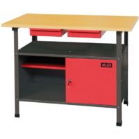 banco da lavoro valex in legno e acciaio con 2 cassetti e anta richiudibile 120x60x85 cm