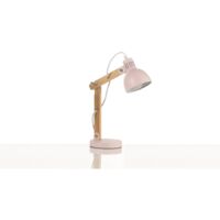 lampada da tavolo "nora" in legno e metallo rosa, e14