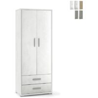 Armadio 2 ante 2 cassetti h182 l71 p41 cm struttura e frontale bianco ossido sarmog db359k - Sarmog