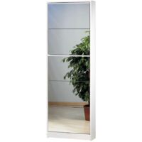 scarpiera bianca con 5 ante a specchio, 62x182x18cm