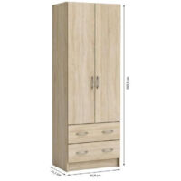 armadio 2 ante battenti con 2 cassetti effetto rovere 169,5x60,9x41,1 cm
