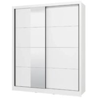 armadio 2 ante scorrevoli bellahome "alba" con specchio bianco 180x59,8x215,5 cm