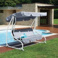 dondolo da giardino solaria bianco e grigio chiaro 3 posti 200x125x166 cm