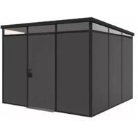 casetta da giardino prefabbricata in pvc e alluminio artplast "modulare" nero e grigio 3x3 mt