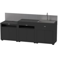 LE MARQUIER - CUCINA COMPLETA 3 ELEMENTI 240X56.5X128CM NERA CON PARASPRUZZI