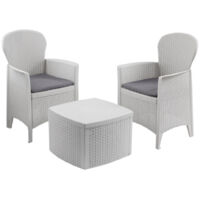 MAURY'S SALOTTO MANUEL DA GIARDINO CON CUSCINI 3 PZ BIANCO