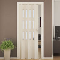 porta a soffietto da interno "luciana" bianco con vetro 88,5x214 cm