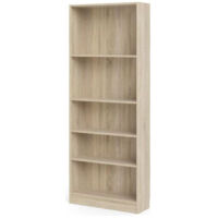 libreria larga con 4 ripiani tinta quercia - 79x26.7x204 cm