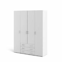 armadio space con 4 ante 3 cassetti, bianco, 154x49,5x200,4 cm