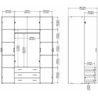 armadio "space" con 4 ante 3 cassetti, bianco, 154x49,5x200,4 cm