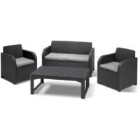 Set da Giardino Divano 2 Poltrone e Tavolino in Resina Keter Carolina Lounge Antracite