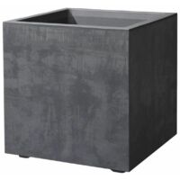 fioriera da esterno deroma "millenium" forma cubica in resina colore antracite, 39x39x39 cm