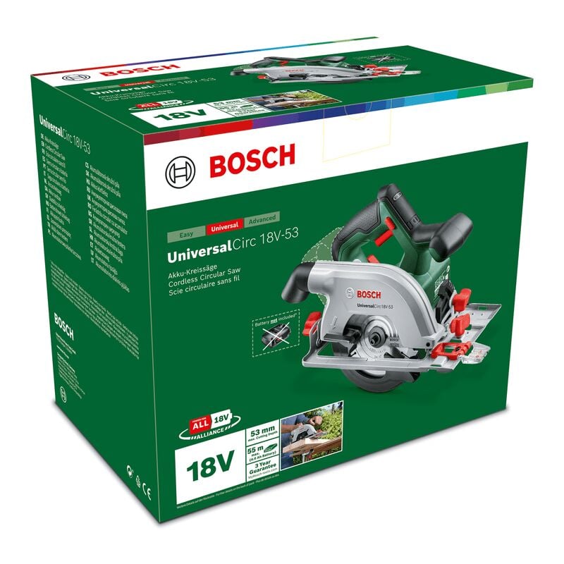 Scie circulaire sans fil Bosch UniversalCirc 18V-53 - Sans batterie 18V ni  chargeur