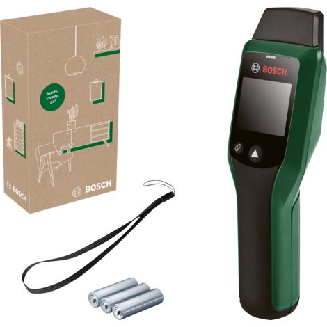Humidimètre pour bois Bosch UniversalHumid (résultats précis grâce à la sélection du groupe de bois et au feu tricolore LED pour une interprétation facile, dans un coffret e-commerce)