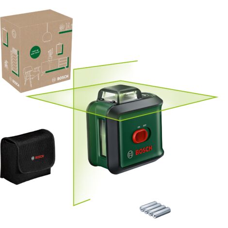 Laser lignes croisées Bosch UniversalLevel 360 (lignes laser verticales + horizontales dont 360° pour un alignement dans toute la pièce, dans un coffret e-commerce)
