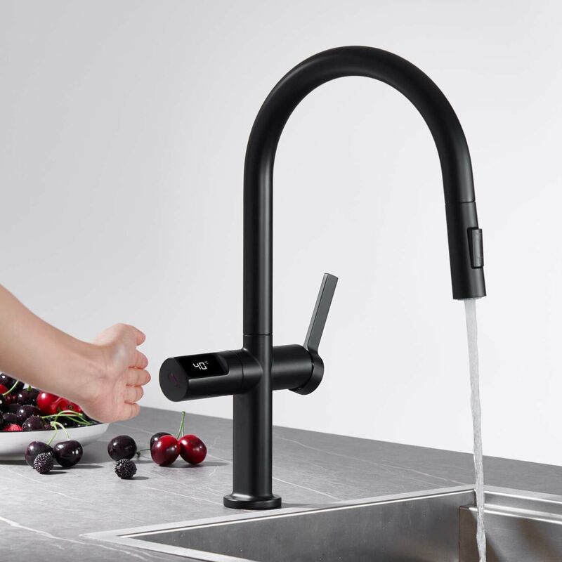 IMEX Wasserhahn Mit Sensor – Digitalpanel, Abnehmbar, Mattschwarz