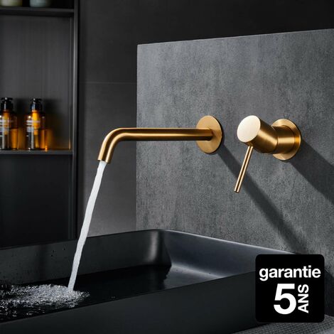 Imex – Mitigeur de lavabo encastré or brossé (PVD) – Cartouche céramique 25mm – Corps en laiton – Design moderne et élégant (1/6)