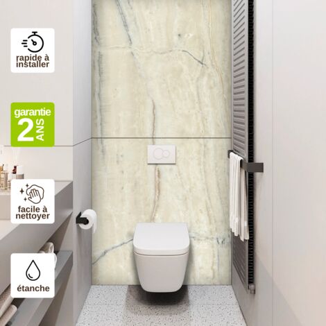 Kit de 2 panneaux habillage WC suspendu 120x120 cm – Épaisseur 4 mm – Effet marbre beige – Résistant à l'eau et facile à installer