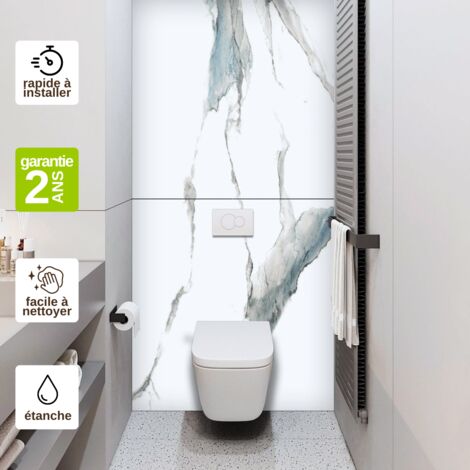 Panneau d'Habillage WC suspendu  - 120x120 cm  - Ép. 4mm - Effet Marbre Bleu - CALACATTA BLUE KOBERTIN