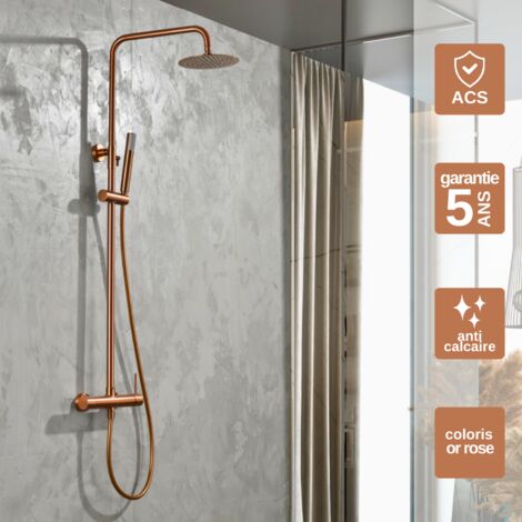Colonne de Douche or rose cuivré anti-calcaire - Design Moderne et Économie d'eau - Kit Complet MONZA IMEX