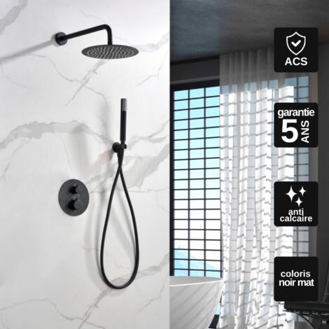 Colonne de Douche Encastrée avec Mitigeur Thermostatique noir mat anti-calcaire - Design Moderne - MONZA IMEX