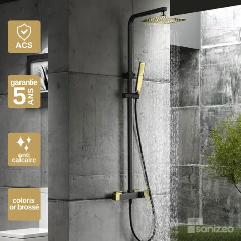 Colonne de Douche Noir/Or anti-calcaire - Design Moderne et Économie d'eau - Kit Complet SUECIA IMEX
