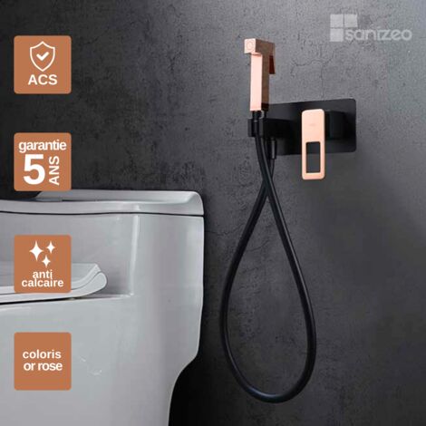 Kit Douchette hygiénique à encastrer pour WC ou bidet noir/or rose cuivré – Design moderne et Économie d'eau - SUECIA IMEX
