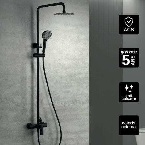 Colonne de Douche noir mat anti-calcaire - Design Moderne et Économie d'eau - Kit Complet URAL IMEX
