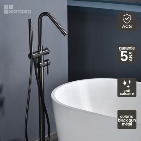 Robinet Mitigeur de Baignoire sur Pied Black Gun Métal IMEX CORCEGA BBECO1/BGM