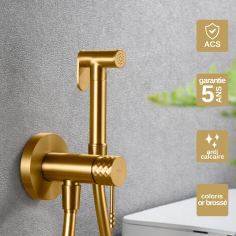 Kit Douchette hygiénique à encastrer pour WC ou bidet or brossé – Design moderne et Économie d'eau - GENOVA IMEX