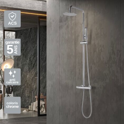 Colonne de Douche avec Mitigeur Thermostatique chromé anti-calcaire - Design Moderne - NAPOLES IMEX